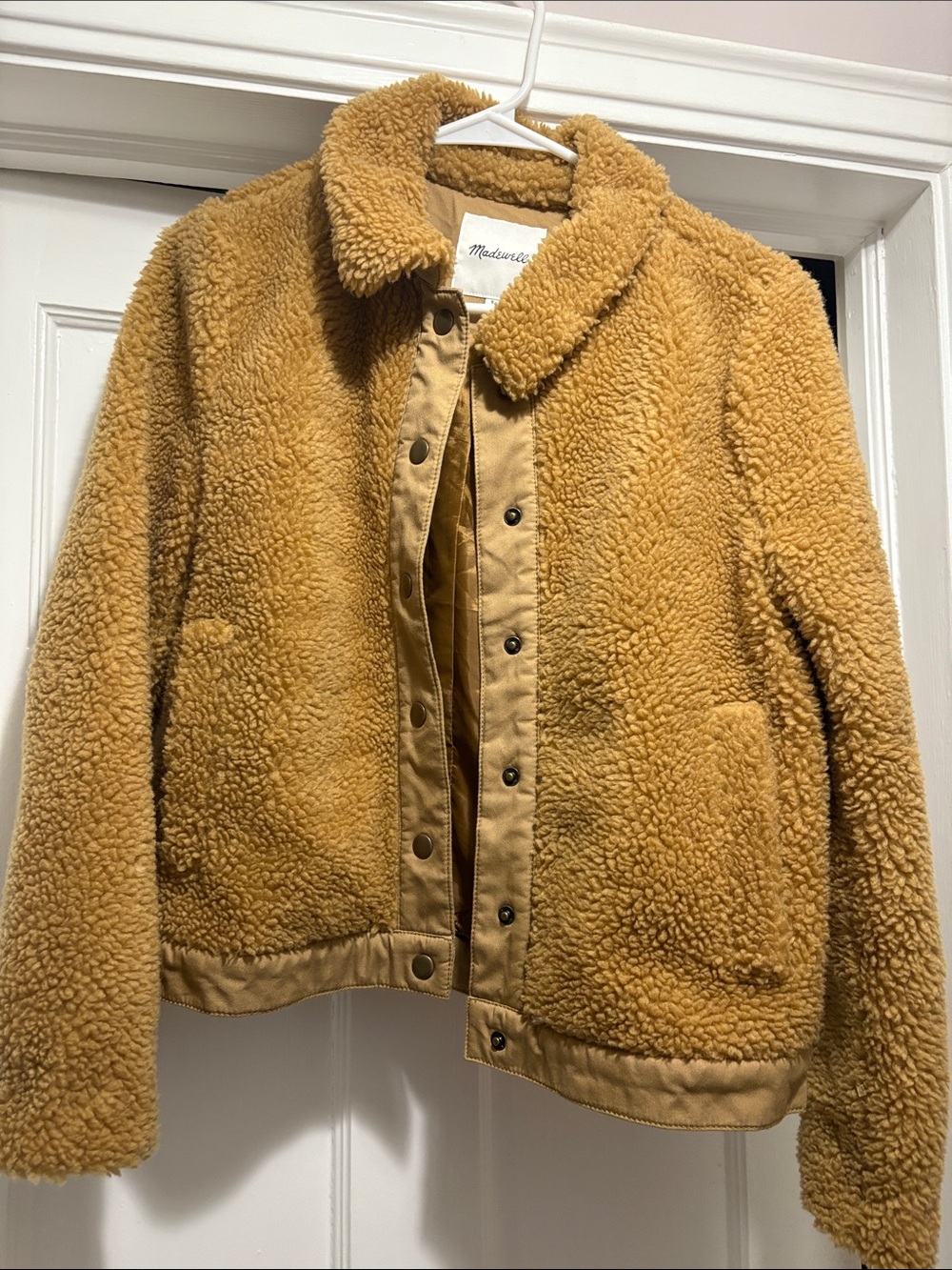 Madewell Cropped Teddy Sherpa Jacket in Honey